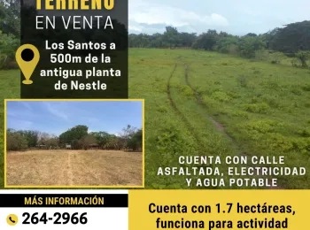Terreno en venta en Los Santos, Ideal para proyectos residenciales, comerciales o agrícolas.